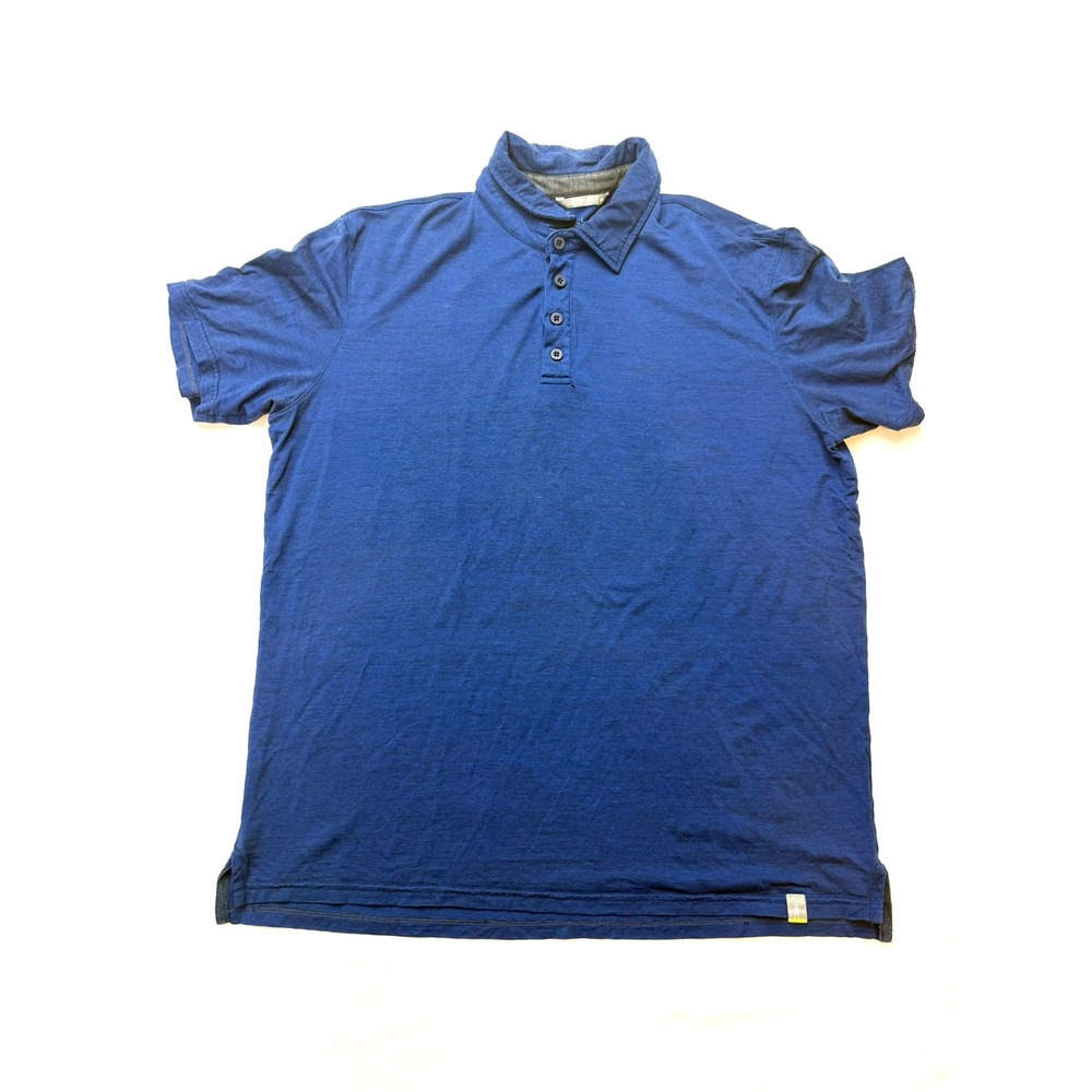 SMARTWOOL Mens Large Heather Blue Short Sleeve Collared Polo Shirt O18